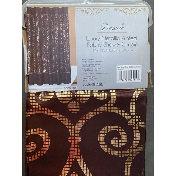 NEW Creative Home Ideas Daniela Shower Curtain 70"x72", Luxury Metallic Printed - Picture 4 of 4
